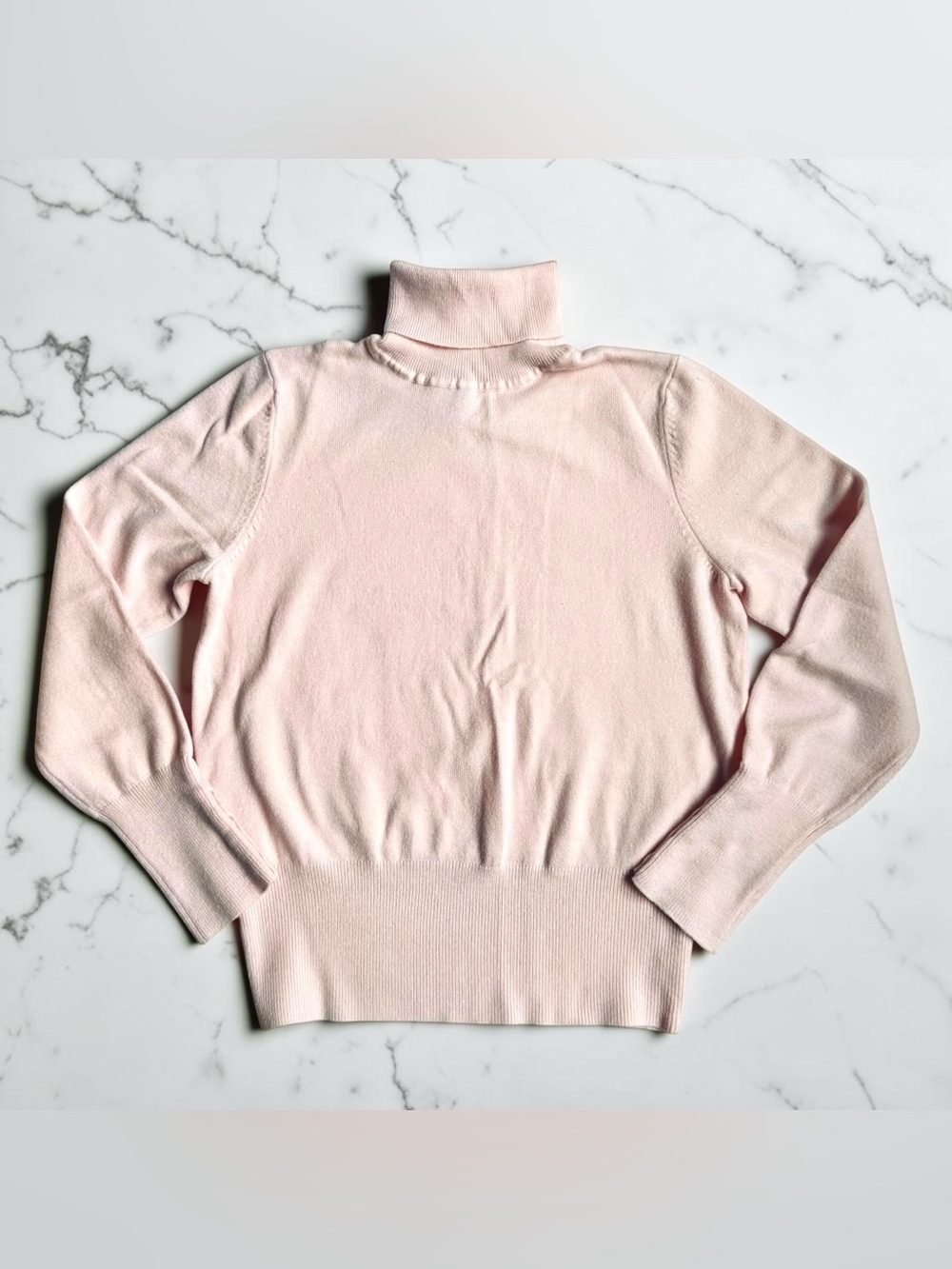 JM Collection Pastel Pink Sweater Women’s Small Crop Turtleneck Romantic EUC